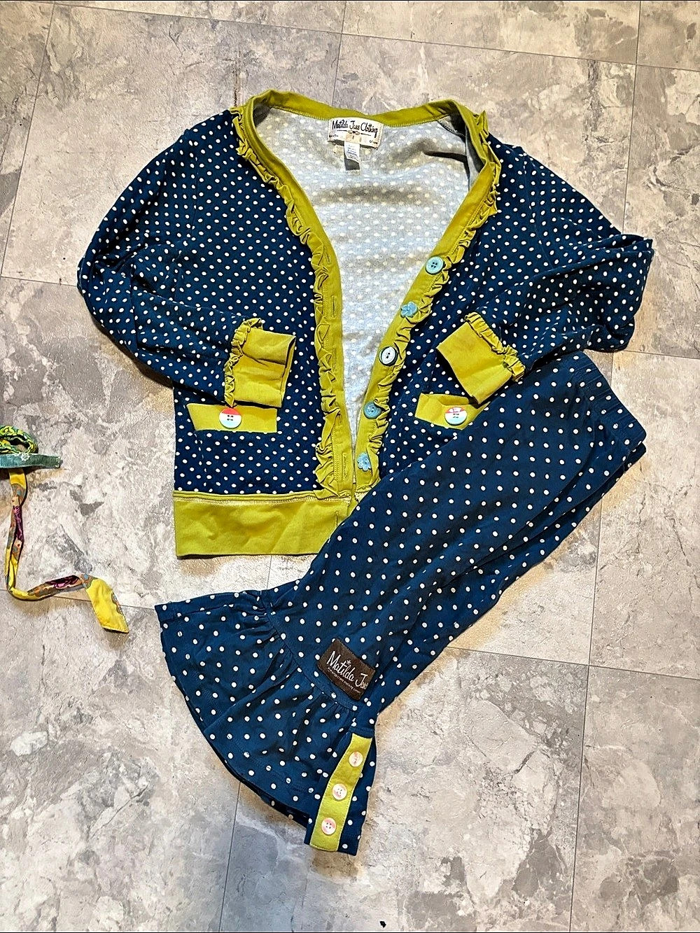 Matilda Jane Clothing Polka Dot Set in Blue & Yellow